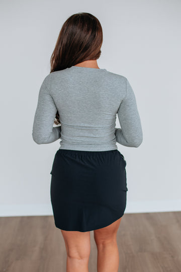 Remi Ribbed Top - Heather Grey