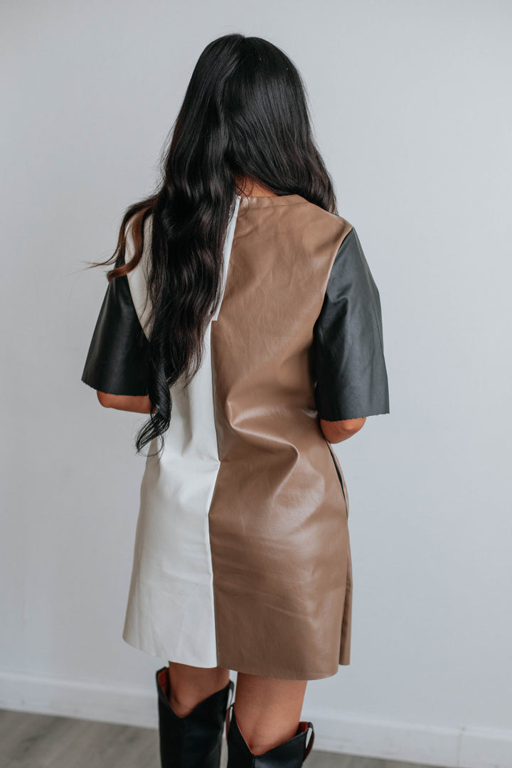 Remini Colorblock Leather Dress