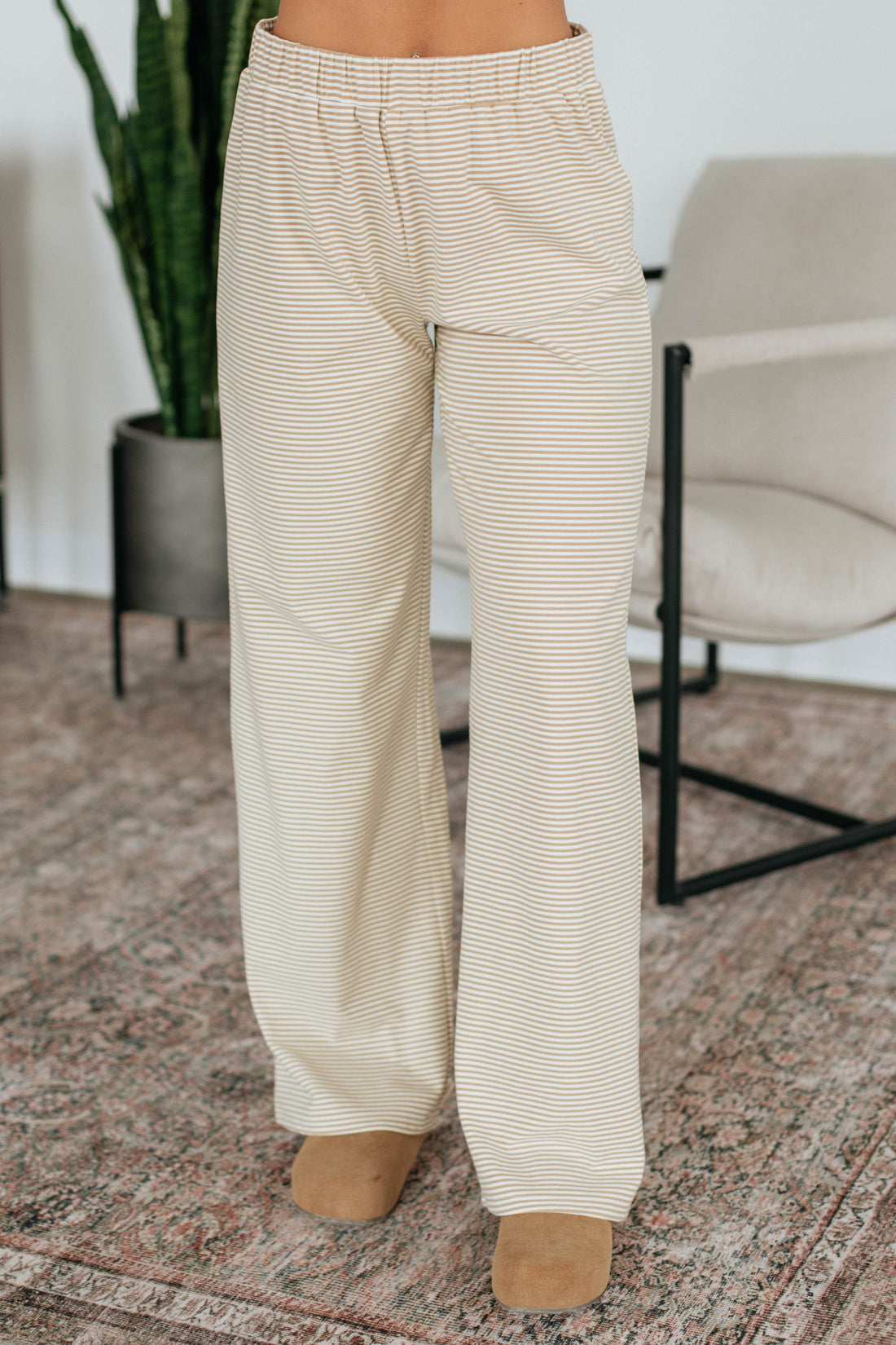Cayla Striped Pants - Beige Mix