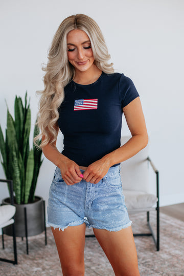 Little Miss Independent Tee - Navy