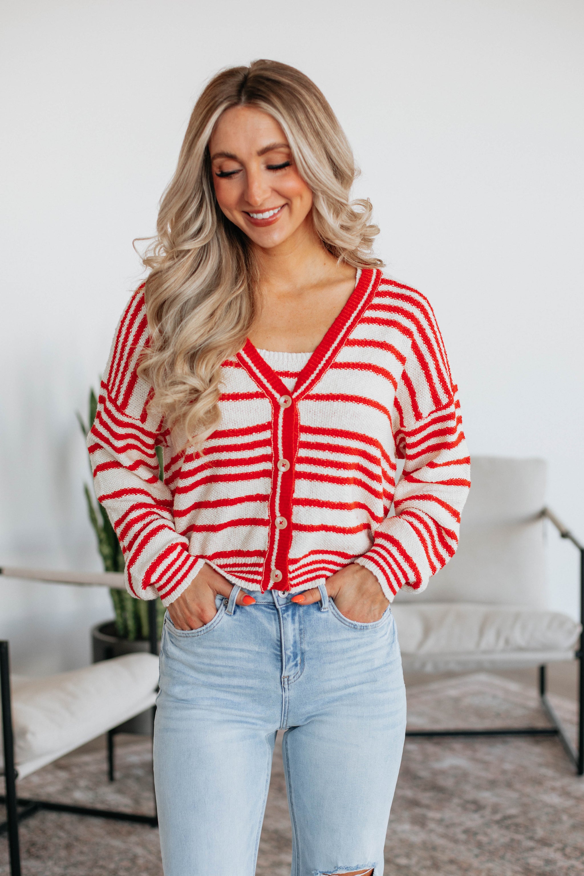 Scottie Striped Cardigan - Cherry Mix