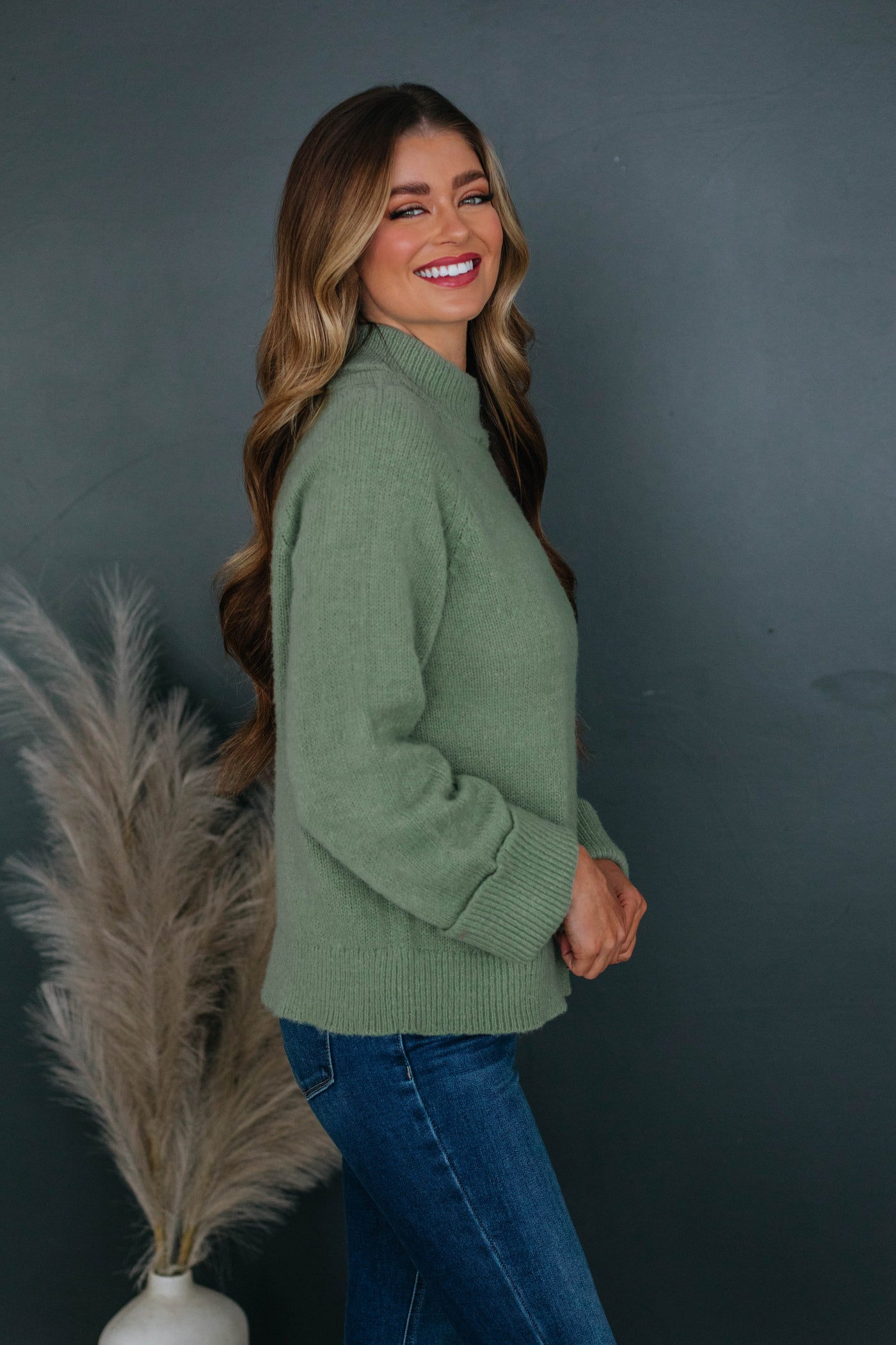 Samson Mock Neck Sweater - Sage