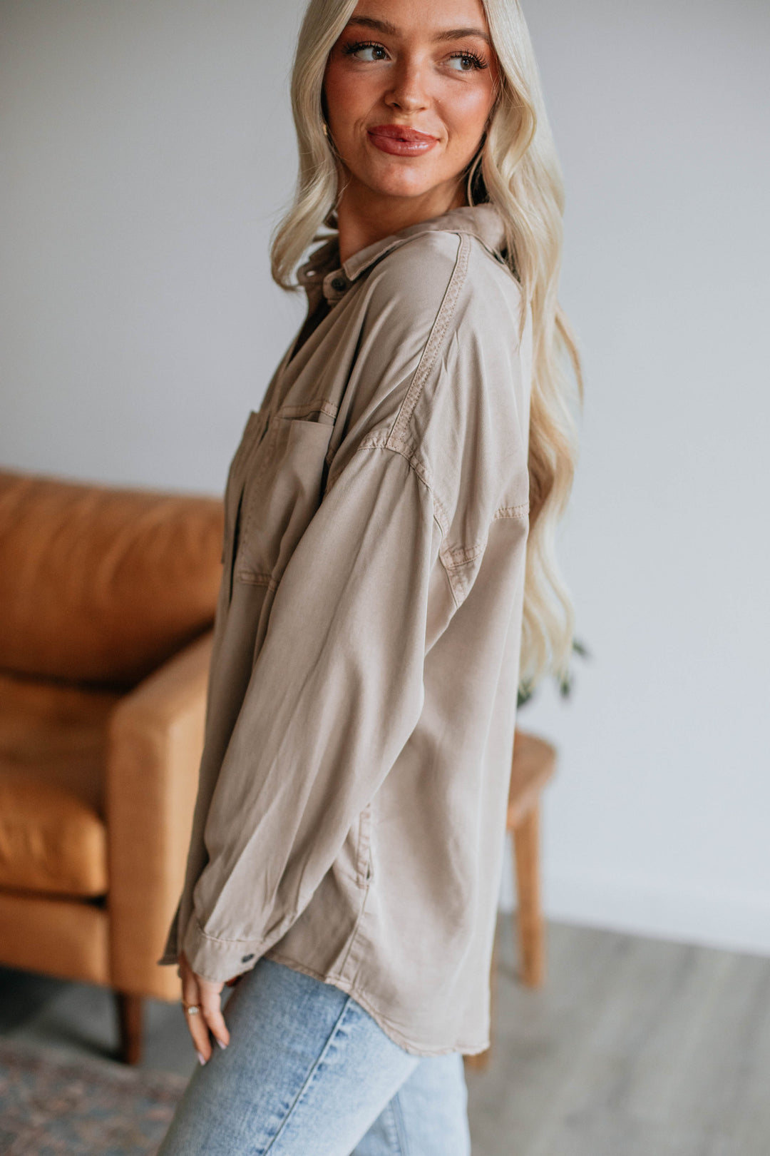 Sebastian Risen Button Down - Taupe
