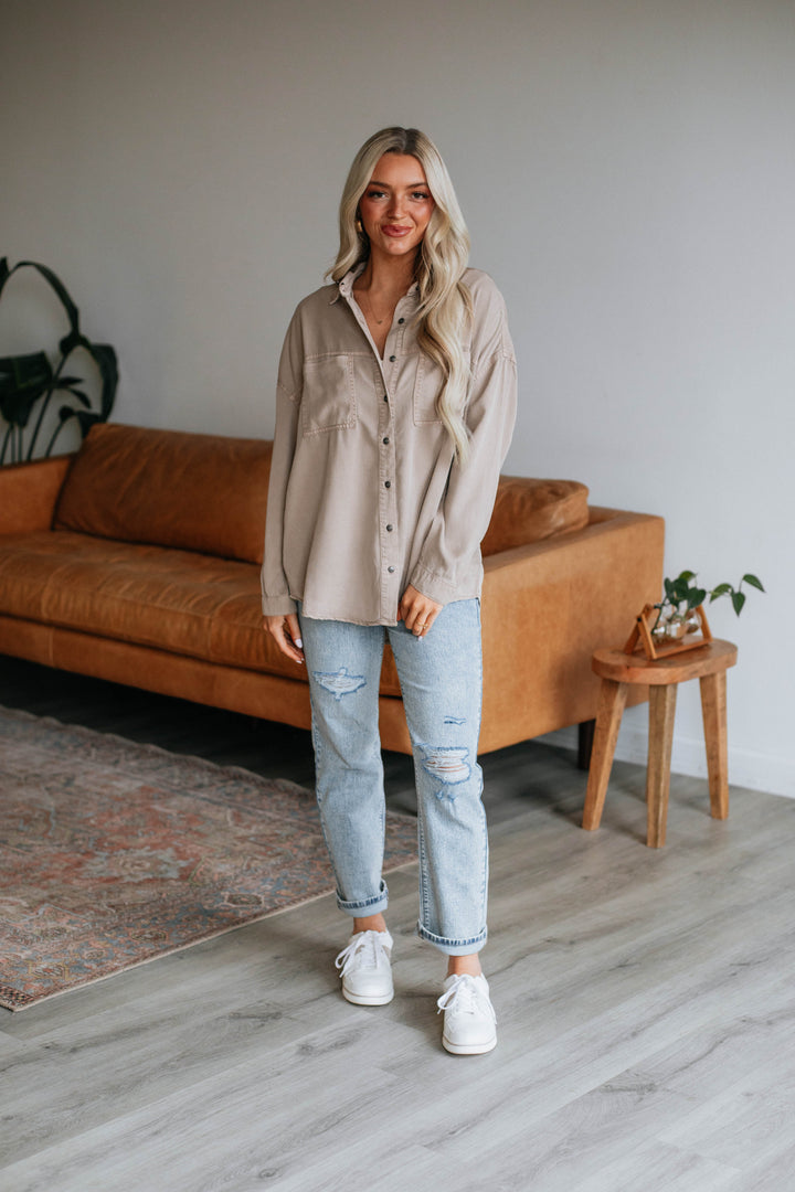 Sebastian Risen Button Down - Taupe