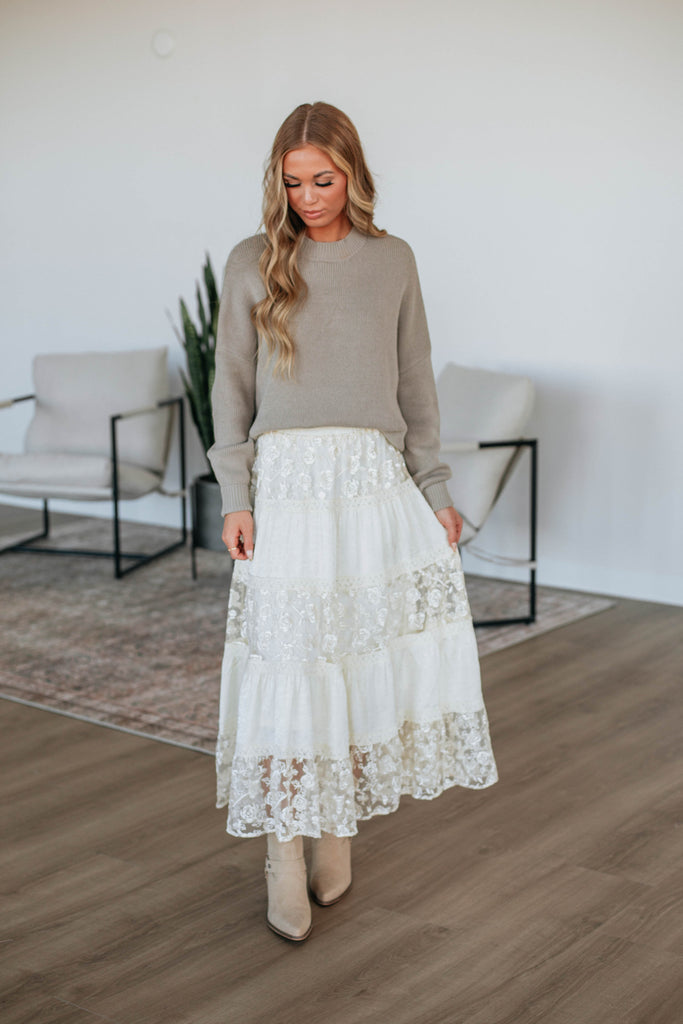 Serene Lace Maxi Skirt Cream Wild Oak Boutique