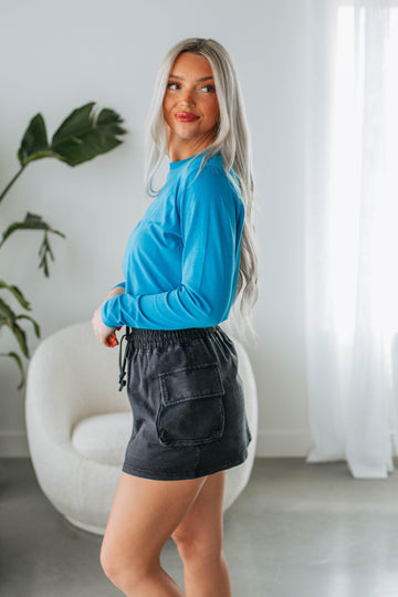 Shanna Long Sleeve Tee - Cerulean
