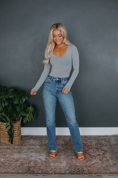 Shayla Basic Top - Heather Grey