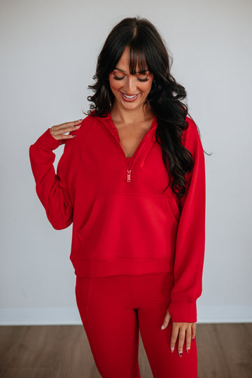 Aubrie Half-Zip Pullover - Cherry