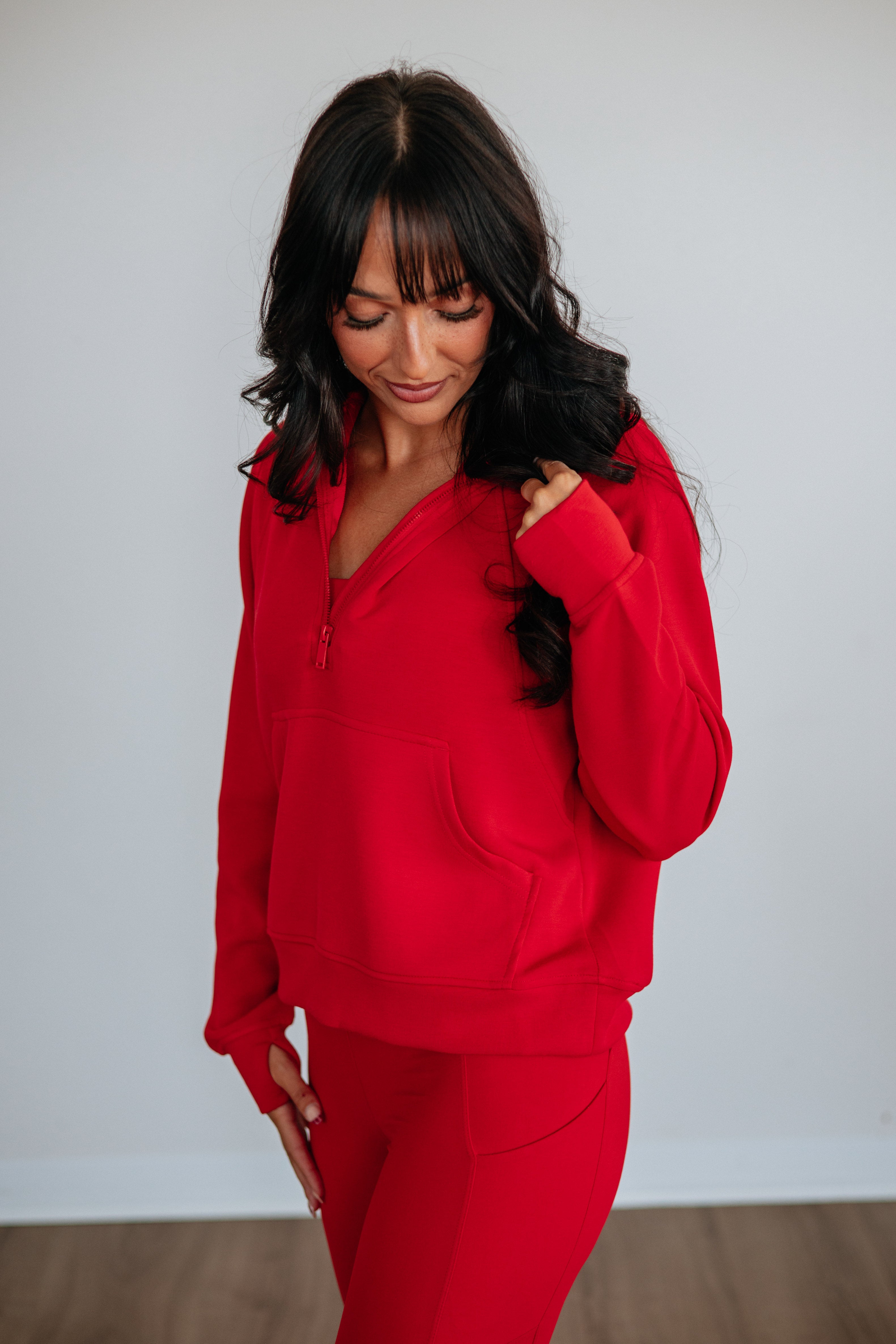 Aubrie Half-Zip Pullover - Cherry