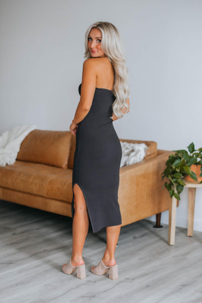 Simmons Halter Dress - Charcoal