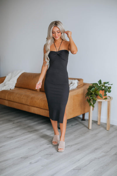 Simmons Halter Dress - Charcoal