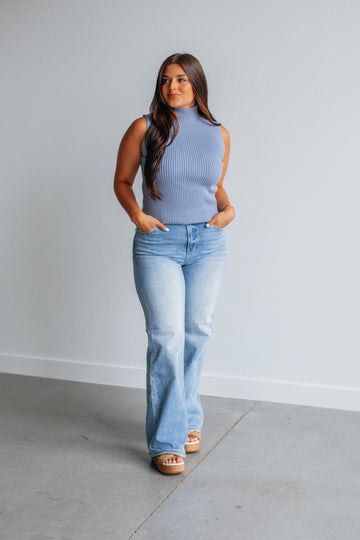 Sofi Knit Tank - Dusty Blue