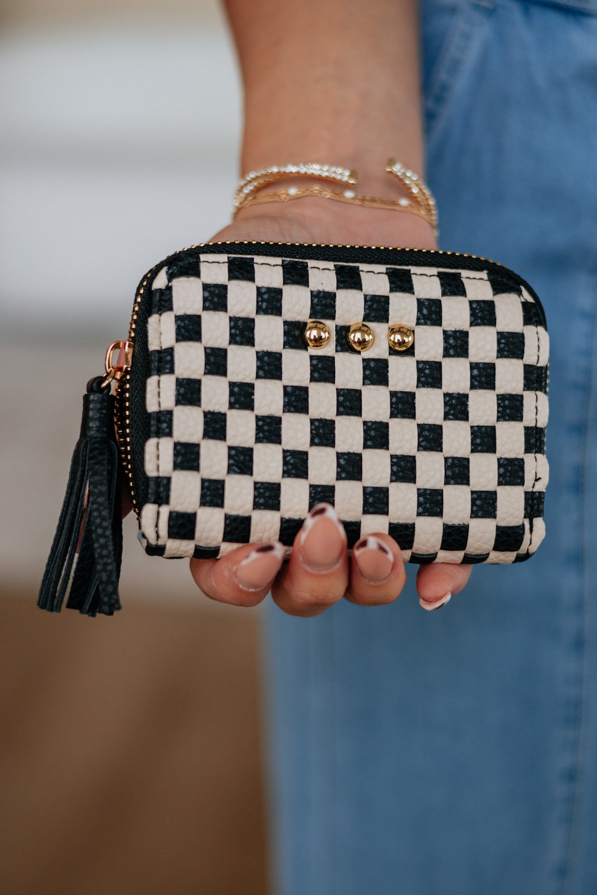 Never On Schedule Checkered Wallet
