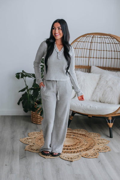 Staying In Lounge Top - Heather Grey