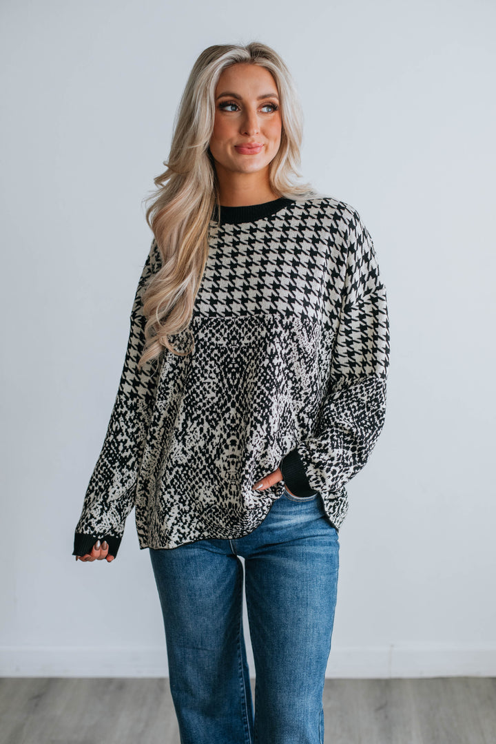 Stella Printed Sweater - Black Mix