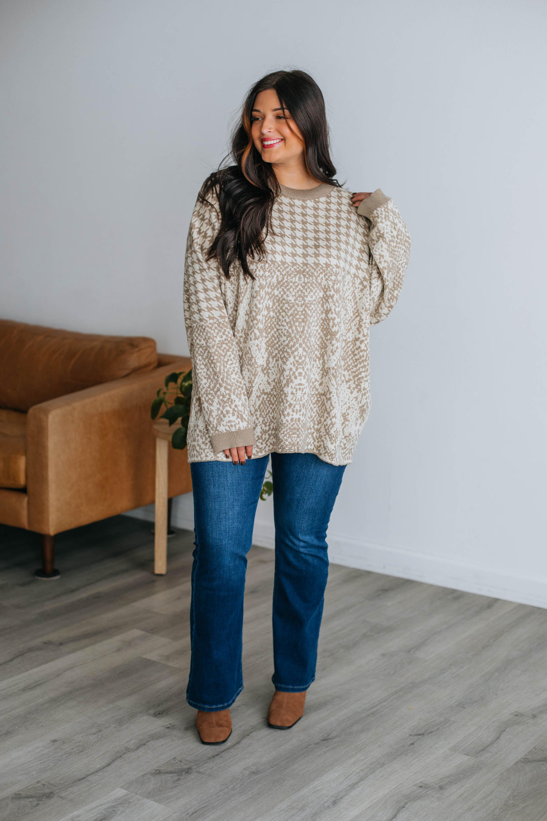 Stella Printed Sweater - Mocha Mix