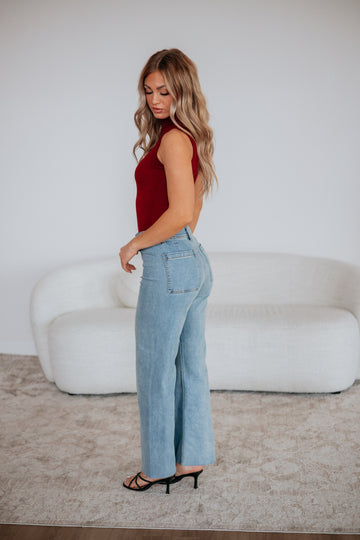 Linsley Wide Leg Pants - Light Wash