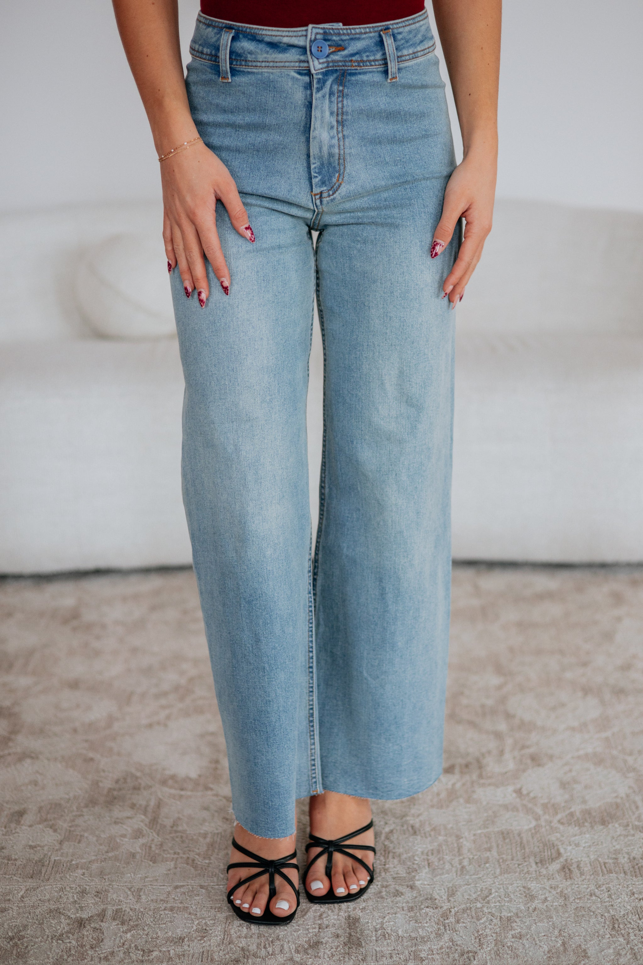 Linsley Wide Leg Pants - Light Wash