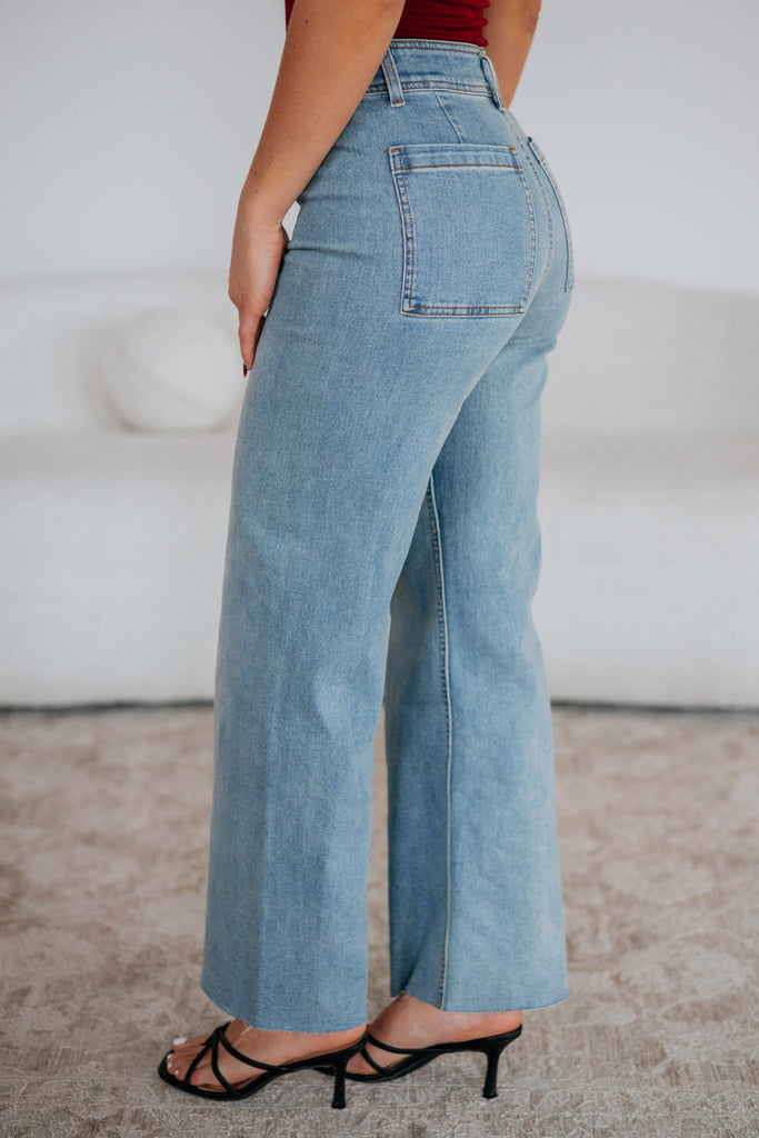 Linsley Wide Leg Pants - Light Wash