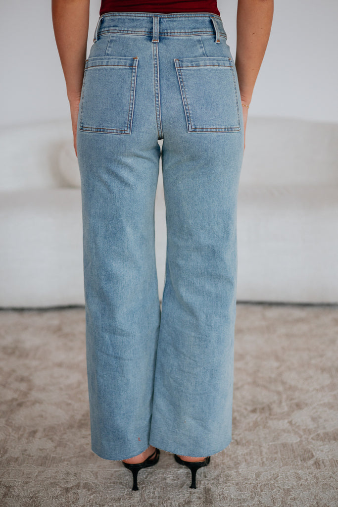 Linsley Wide Leg Pants - Light Wash