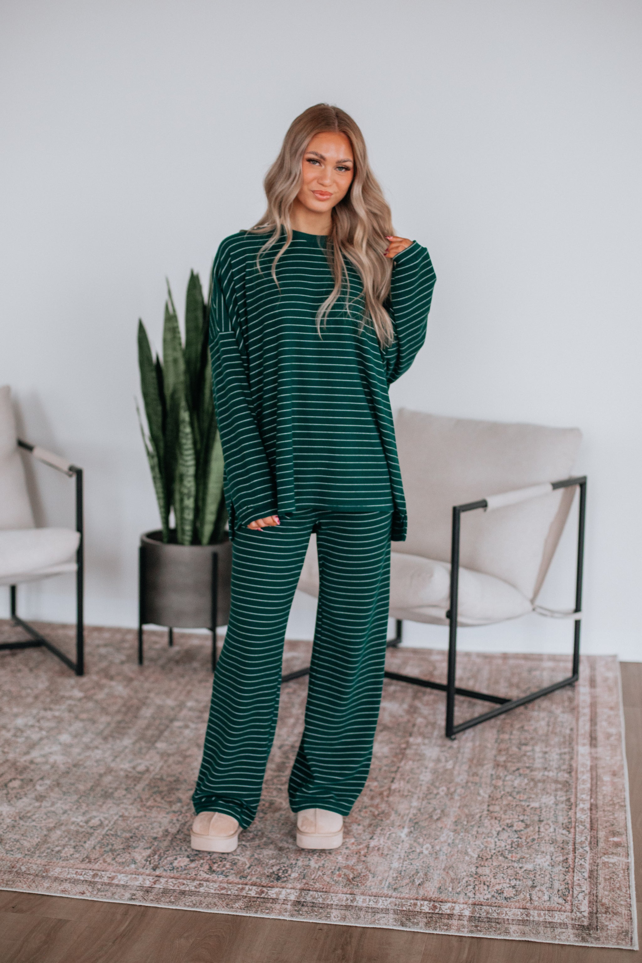 Cayla Striped Pants - Pine Mix