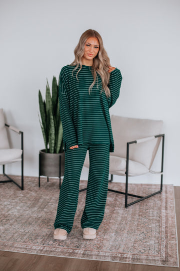 Cayla Striped Pants - Pine Mix