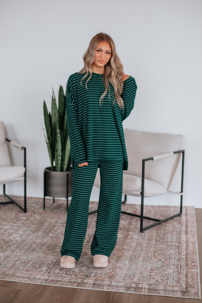 Cayla Striped Pants - Pine Mix