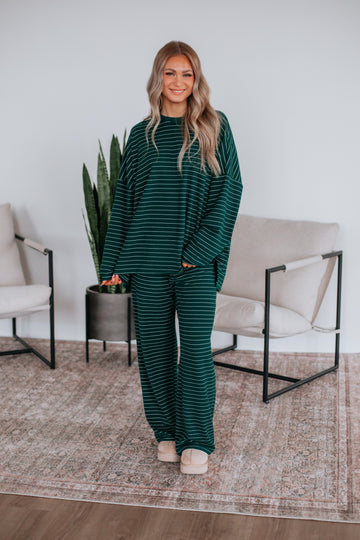 Cayla Striped Pants - Pine Mix