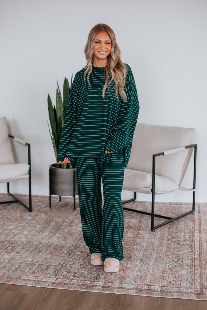 Cayla Striped Pants - Pine Mix