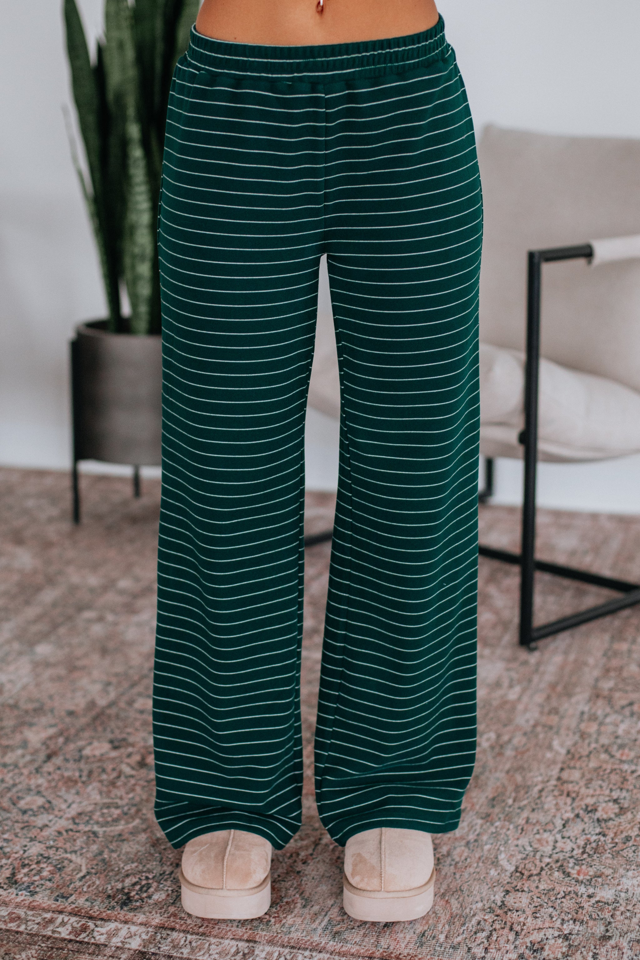 Cayla Striped Pants - Pine Mix