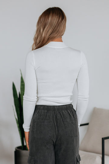 Trey Mock Neck Top - Ivory