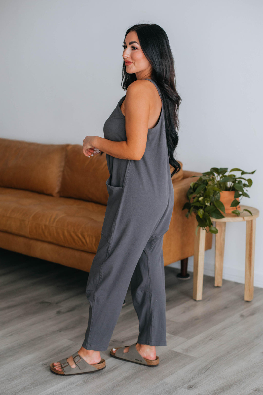Tallow Ribbed Jumpsuit - Charcoal