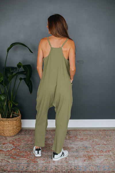 Tallow Ribbed Jumpsuit - Olive