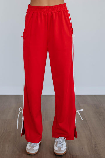 Taylar Track Pants - Cherry