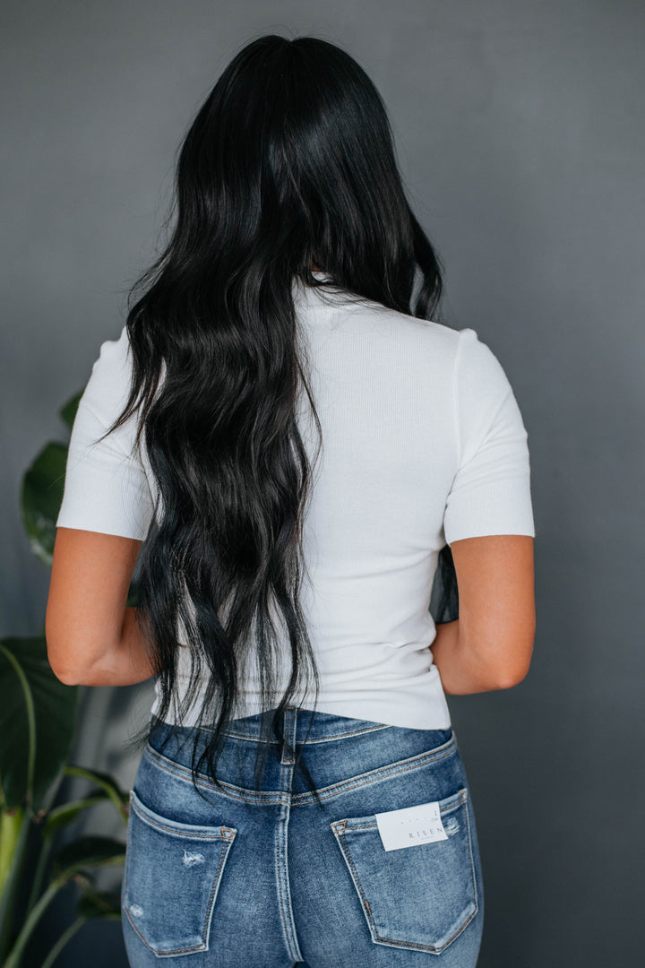 Theresa Mock Neck Top - Ivory