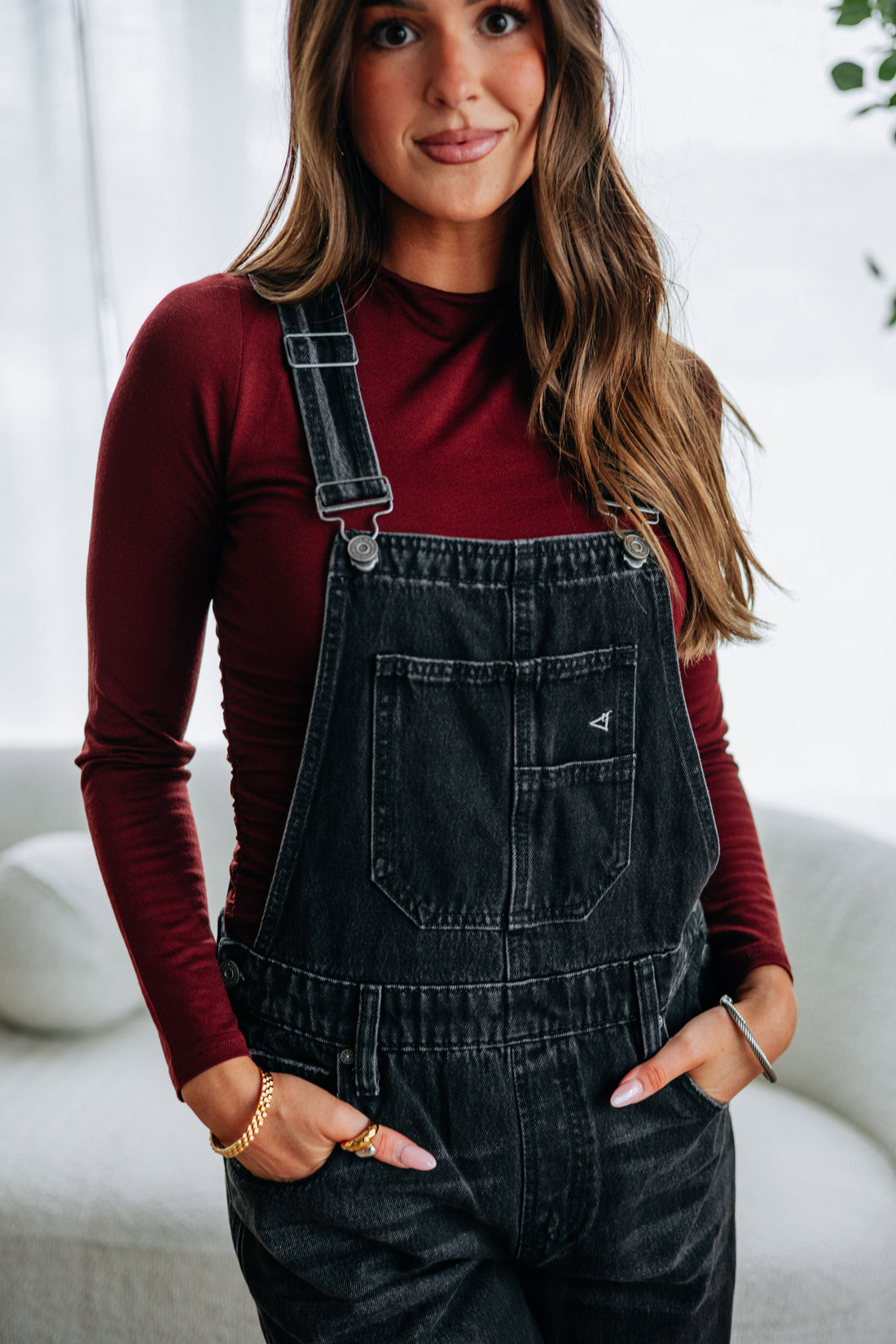 Dylan Hidden Denim Overalls - Vintage Black