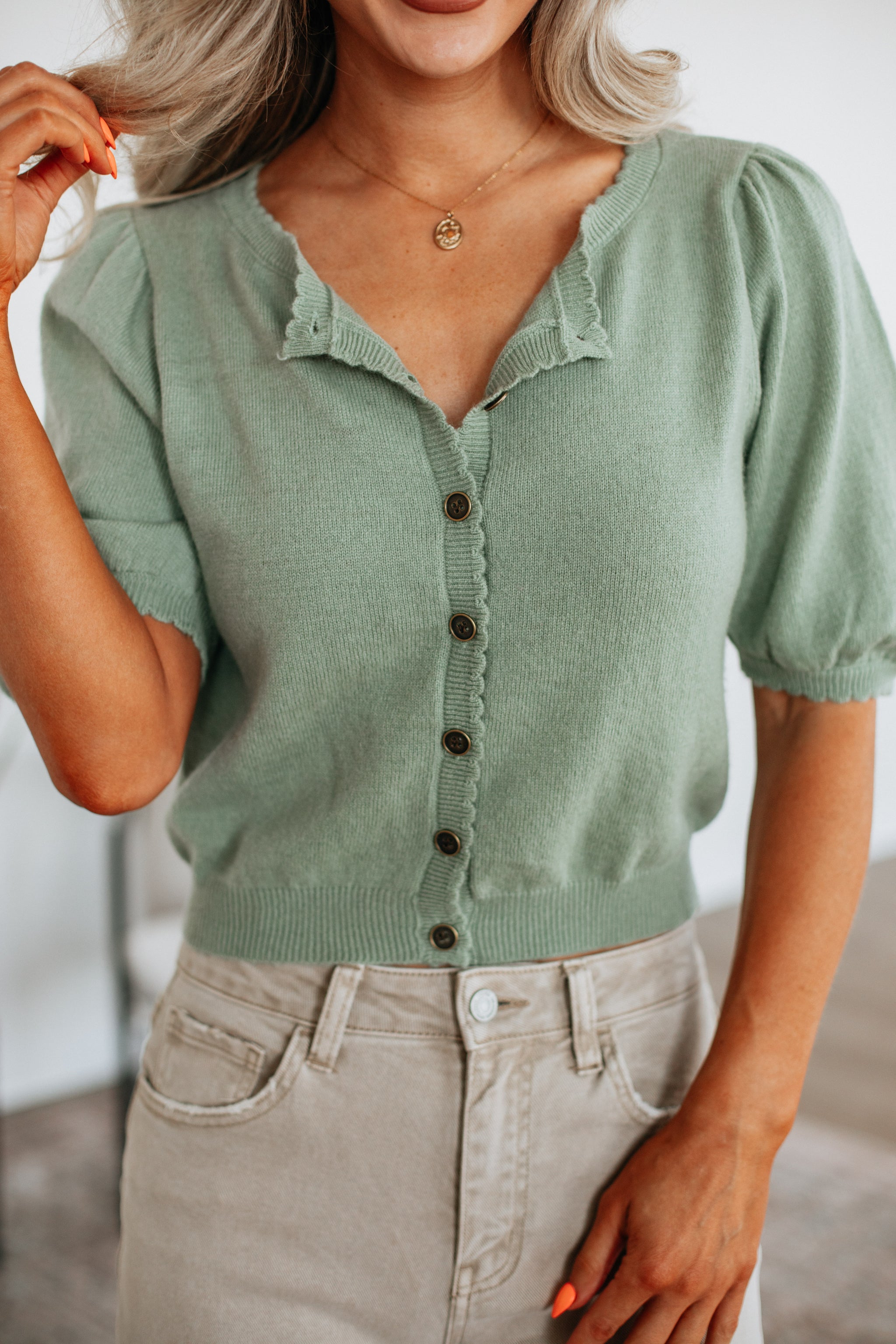 Neriah Cardigan Top - Sage