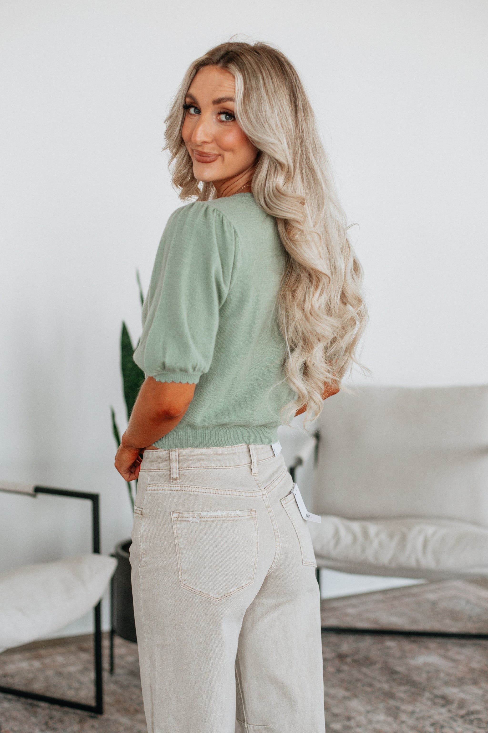 Neriah Cardigan Top - Sage