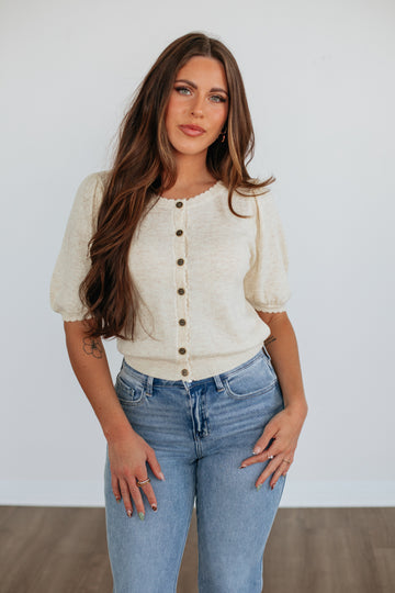 Neriah Cardigan Top - Beige