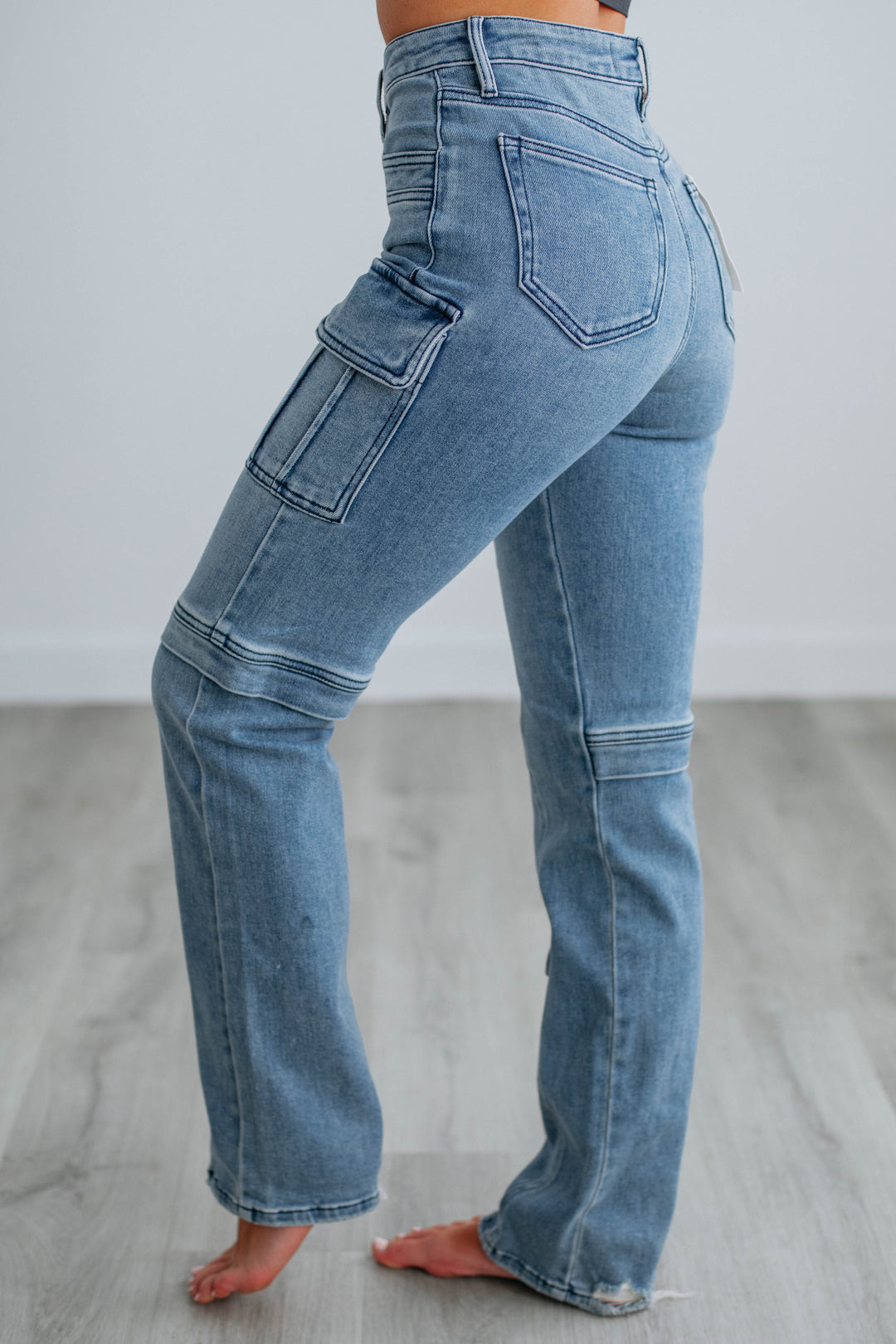 Tracey Hidden Cargo Jeans - Medium Wash