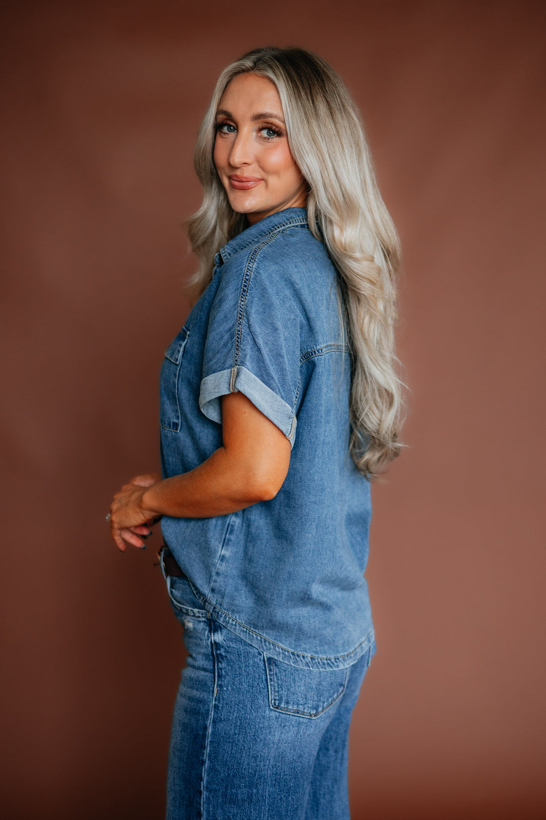 Avery Risen Denim Top