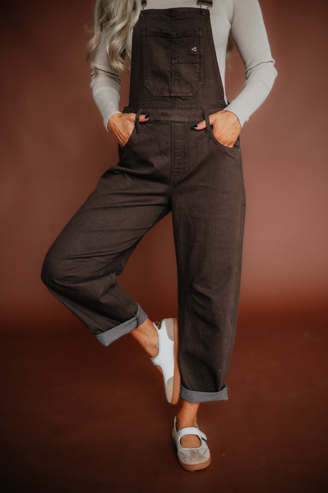 Dylan Hidden Denim Overalls - Chocolate