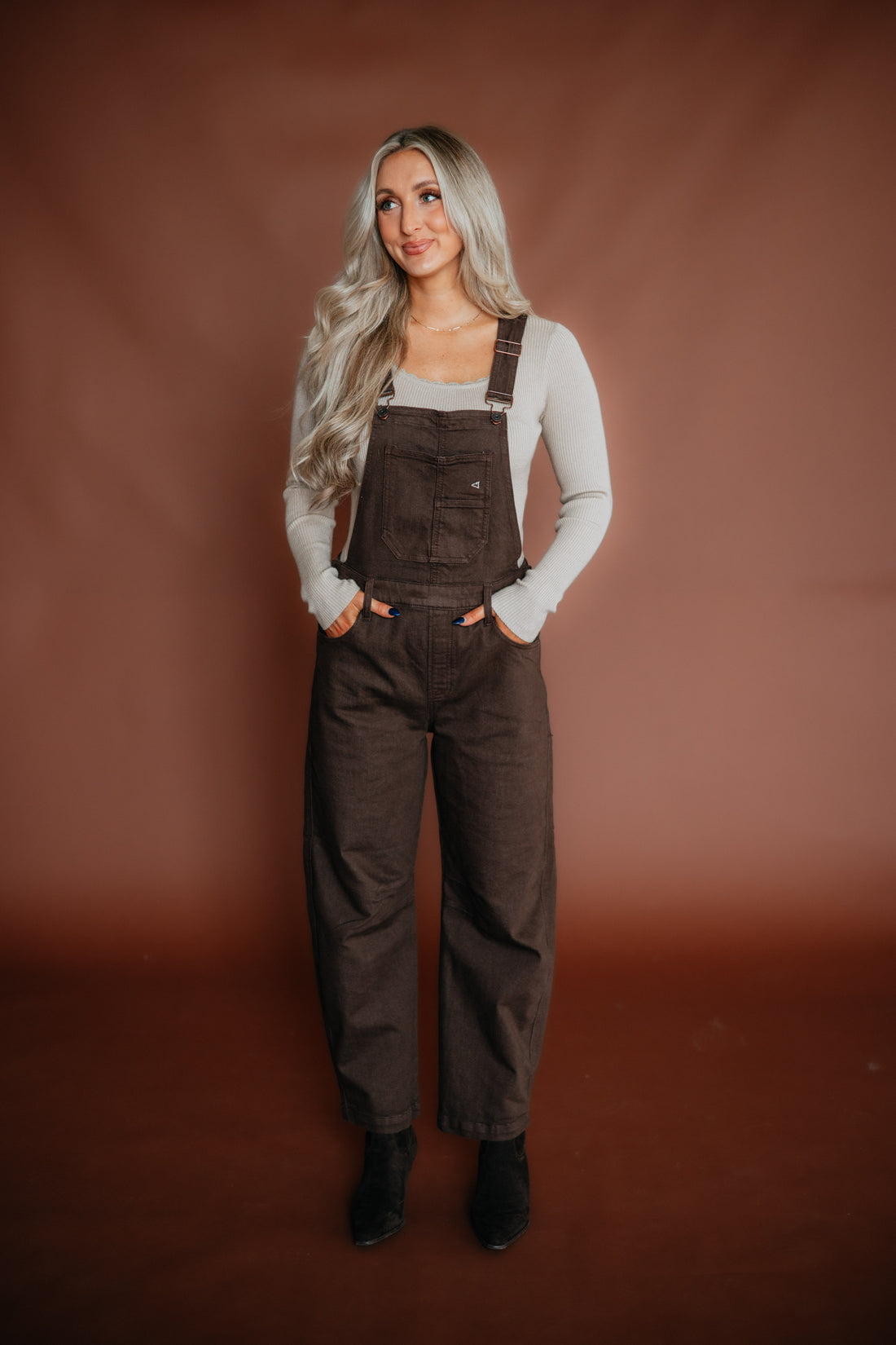 Dylan Hidden Denim Overalls - Chocolate