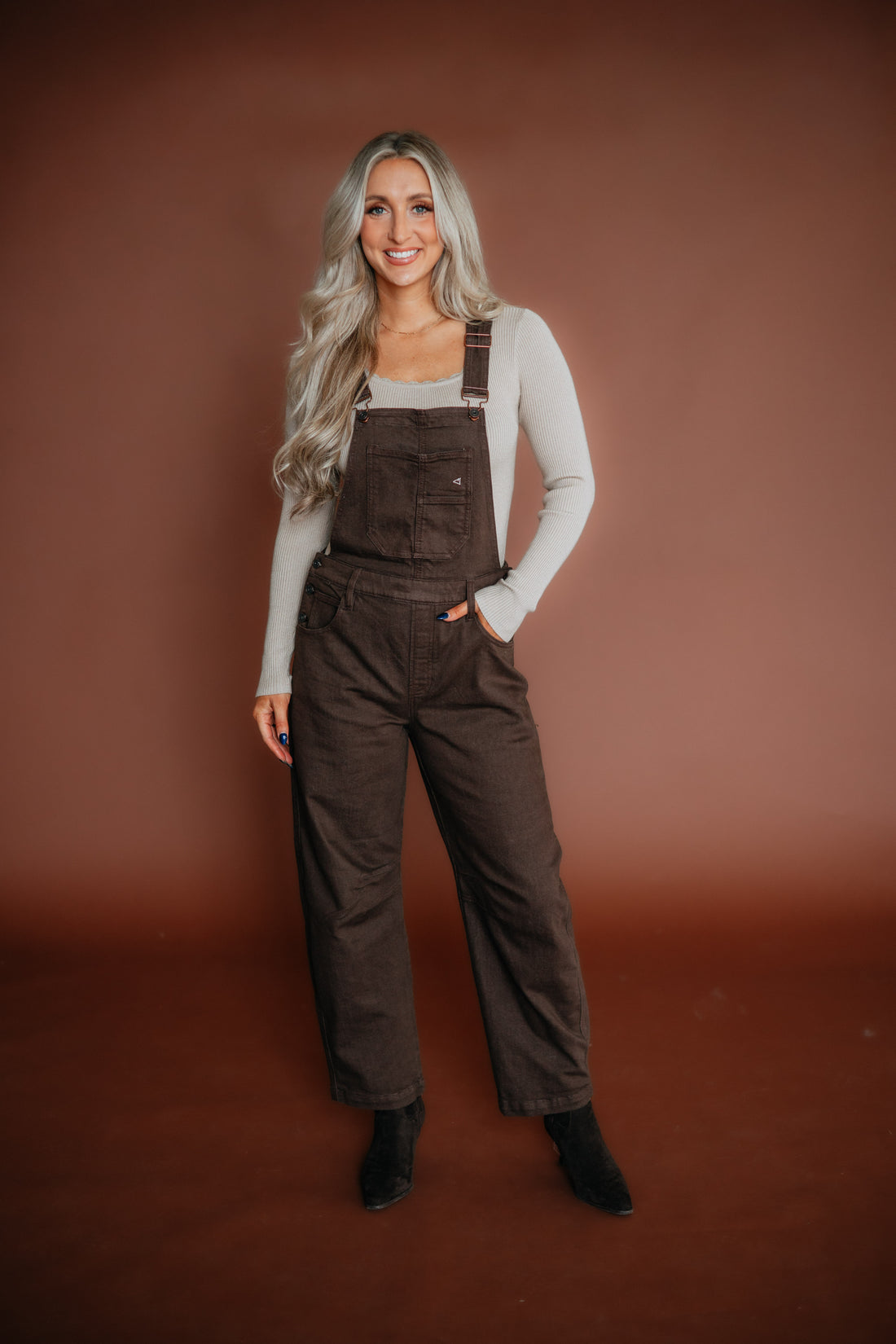 Dylan Hidden Denim Overalls - Chocolate