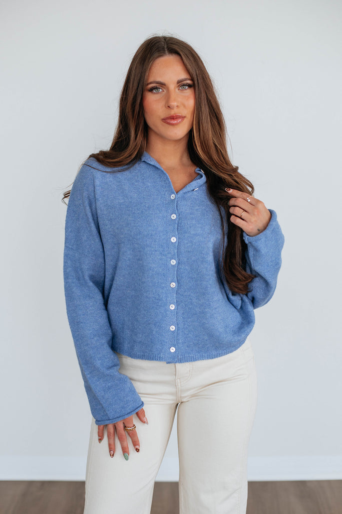 Brooke Cardigan - Dusty Blue