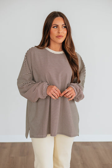 Cayla Striped Top - Espresso Mix