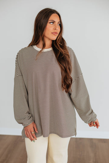 Cayla Striped Top - Espresso Mix