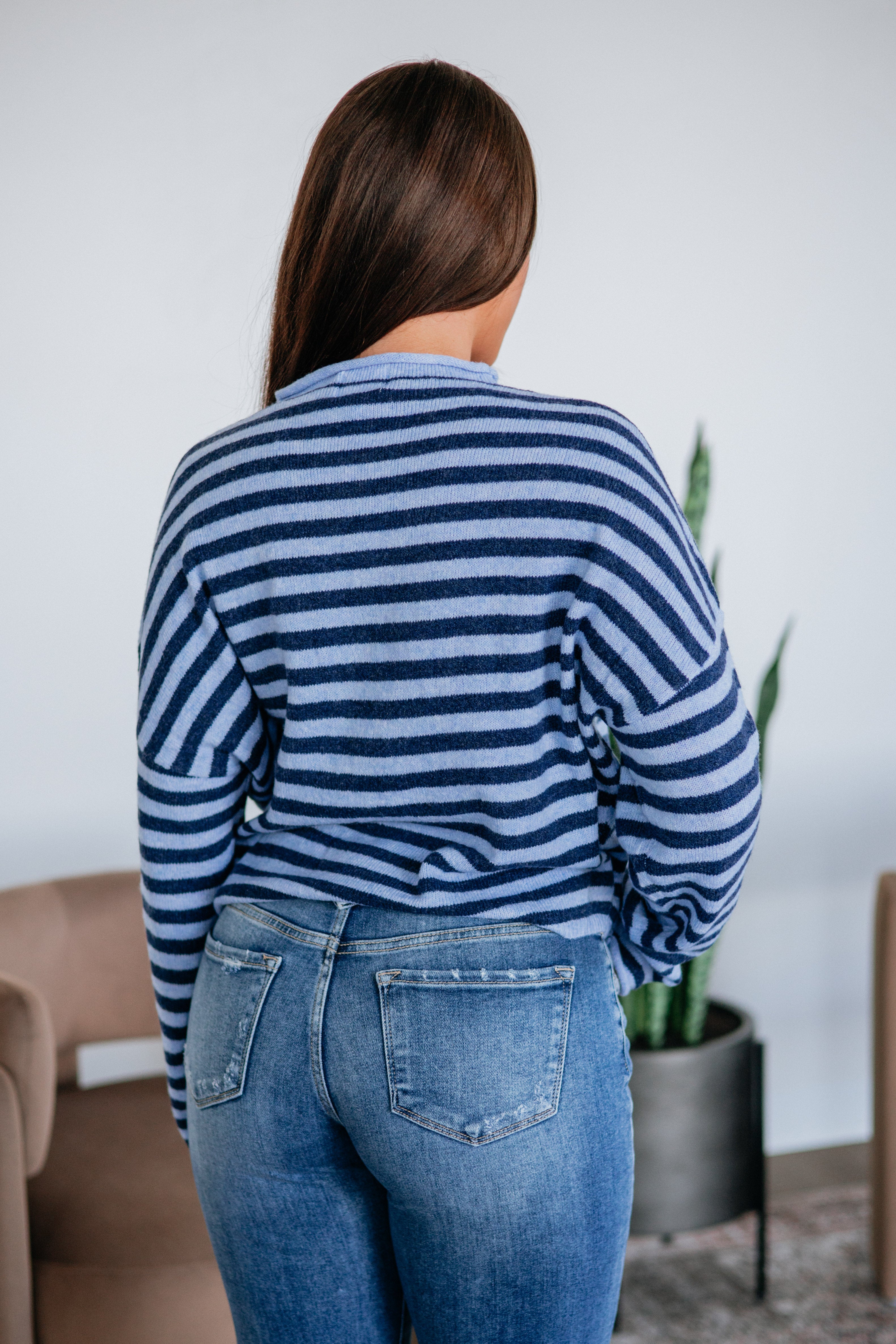 Brooke Striped Cardigan - Powder Blue Mix