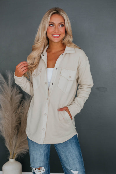 Venus Snap Shacket - Natural