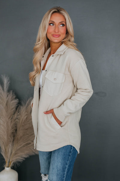 Venus Snap Shacket - Natural